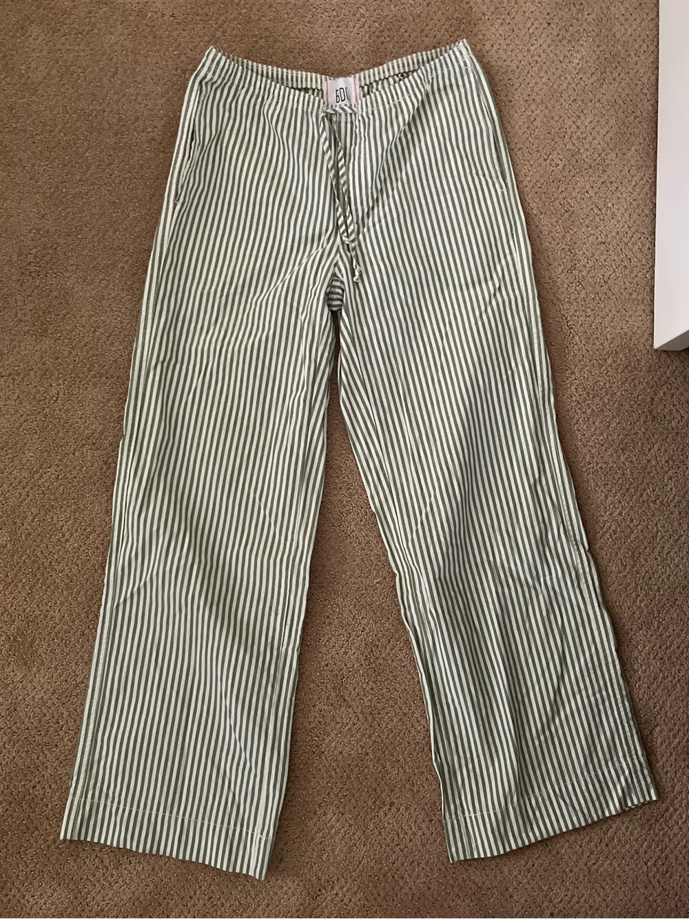 BDG green and White Striped Drawstring Pants, sz XS